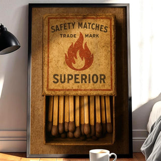 Retro Matchbox Wall Art – Colorful Vintage Ephemera Print for Bar Cart, Midcentury Kitchen or Game Room, Cool Eclectic Decor, Free Shipping - Just Great Posters