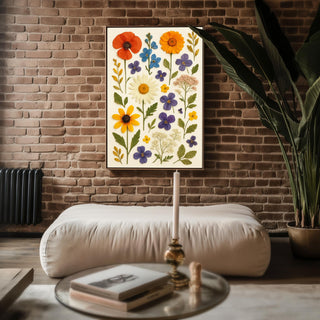 Pressed Flower Collage Art Print – Vibrant Botanical Wall Decor, Dried Flower Poster, Nature - Inspired Home Art - Just Great Posters