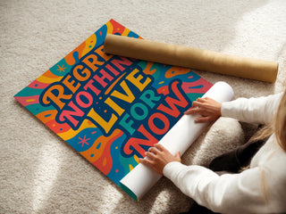 Regret Nothing Live For Now Poster – Psychedelic Art Print with Vibrant Chaos and Cosmic Vibes, Trippy Wall Decor, Free Shipping - Just Great Posters