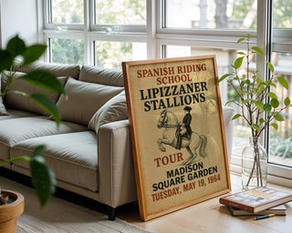 Lipizzaner Stallions Poster – Vintage Spanish Riding School Print with Classical Horse & Rider, Equestrian Wall Art, Free Shipping - Just Great Posters