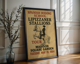 Lipizzaner Stallions Poster – Vintage Spanish Riding School Print with Classical Horse & Rider, Equestrian Wall Art, Free Shipping - Just Great Posters