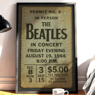 Beatles Concert Ticket Poster – Vintage - Style Print of 1966 Show Stub, Retro Music Wall Art for Classic Rock Fans & Nostalgia Vibes - Just Great Posters