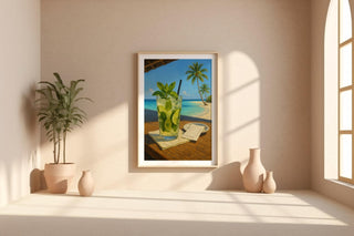 Mojito Art Print – Tropical Cocktail Poster, Summer Wall Art, Mint Lime Drink Painting, Vacation Vibes Kitchen Decor, Beach Bar Setting - Just Great Posters