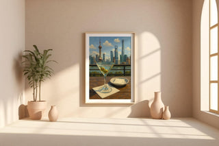 Martini Cocktail Art Print – Classic Gin Drink Poster, Elegant Bar Cart Decor, Olive Garnish Wall Art, Sophisticated Kitchen Print, Shanghai - Just Great Posters