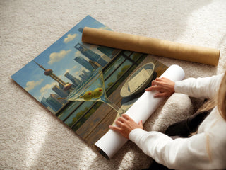 Martini Cocktail Art Print – Classic Gin Drink Poster, Elegant Bar Cart Decor, Olive Garnish Wall Art, Sophisticated Kitchen Print, Shanghai - Just Great Posters