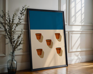 Terracotta Pot Minimalist Wall Art – Midcentury Modern Plant Poster, Warm Earth Tone Print, Clean Graphic Design Home Decor - Just Great Posters