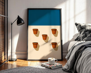 Terracotta Pot Minimalist Wall Art – Midcentury Modern Plant Poster, Warm Earth Tone Print, Clean Graphic Design Home Decor - Just Great Posters