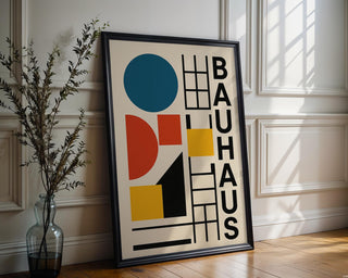 Bauhaus Style Abstract Art Print – Bold Modern Wall Decor with Geometric Shapes, Mid Century Inspired Minimalist Poster, Free Shipping - Just Great Posters
