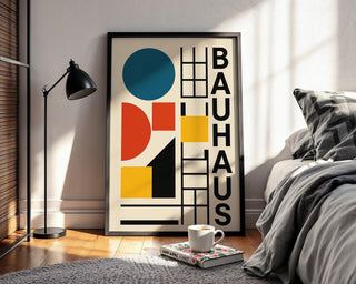 Bauhaus Style Abstract Art Print – Bold Modern Wall Decor with Geometric Shapes, Mid Century Inspired Minimalist Poster, Free Shipping - Just Great Posters