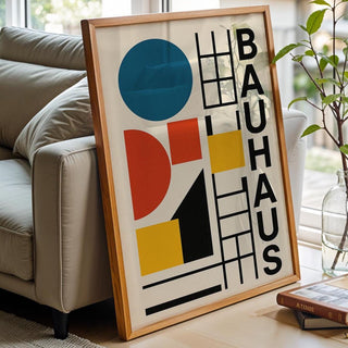 Bauhaus Style Abstract Art Print – Bold Modern Wall Decor with Geometric Shapes, Mid Century Inspired Minimalist Poster, Free Shipping - Just Great Posters