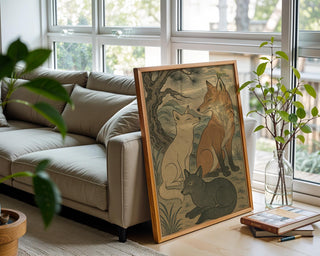 Japanese Fox Print – Ukiyo - e Style Animal Art Poster, Traditional Japanese Wall Decor with Kitsune Spirit Energy for Zen or Folklore Lovers - Just Great Posters