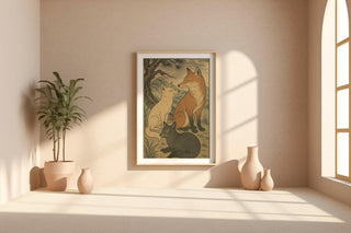 Japanese Fox Print – Ukiyo - e Style Animal Art Poster, Traditional Japanese Wall Decor with Kitsune Spirit Energy for Zen or Folklore Lovers - Just Great Posters