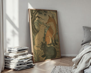 Japanese Fox Print – Ukiyo - e Style Animal Art Poster, Traditional Japanese Wall Decor with Kitsune Spirit Energy for Zen or Folklore Lovers - Just Great Posters