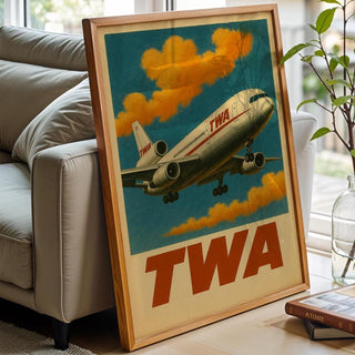TWA Airline Poster – Retro Travel Wall Art, Midcentury Modern Jet Set Decor, Vintage Airplane Print for Aviation Lovers and Stylish Spaces - Just Great Posters