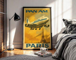 Pan Am Paris Travel Poster – Retro Airline Wall Art, Vintage Jet Age Decor with Eiffel Tower, Aviation Print for Pilots and Wanderlusters - Just Great Posters