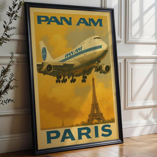 Pan Am Paris Travel Poster – Retro Airline Wall Art, Vintage Jet Age Decor with Eiffel Tower, Aviation Print for Pilots and Wanderlusters - Just Great Posters