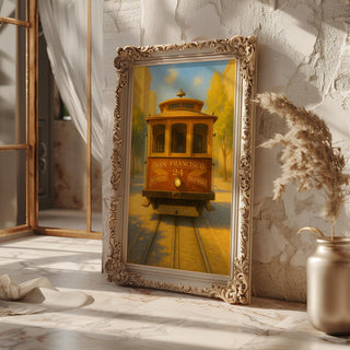 San Francisco Tram Poster – Vintage Style Travel Wall Art, Golden Hour Trolley Print for City Lovers, Wanderlusters and Retro Homes - Just Great Posters
