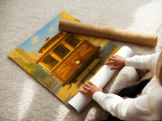 San Francisco Tram Poster – Vintage Style Travel Wall Art, Golden Hour Trolley Print for City Lovers, Wanderlusters and Retro Homes - Just Great Posters