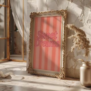 Sweet Dreams Pink Poster – Cute Nursery Wall Art with Stars & Clouds, Baby Girl Bedroom Decor, Pastel Kids Room Print, Free Shipping - Just Great Posters