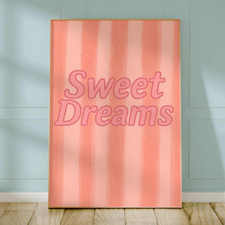 Sweet Dreams Pink Poster – Cute Nursery Wall Art with Stars & Clouds, Baby Girl Bedroom Decor, Pastel Kids Room Print, Free Shipping - Just Great Posters