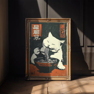 Ramen Cat Retro Poster Art - Just Great Posters