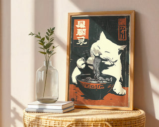 Ramen Cat Retro Poster Art - Just Great Posters