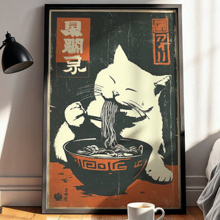 Ramen Cat Retro Poster Art - Just Great Posters