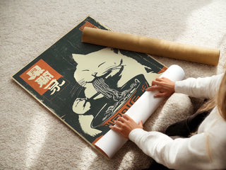 Ramen Cat Retro Poster Art - Just Great Posters