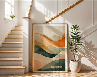breathe. – Earth Tone Calm Print - Just Great Posters