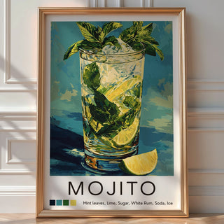 Minty Mojito Cocktail Art Print – Fresh Tropical Drink Wall Decor | 260gsm Free Shipping - Just Great Posters