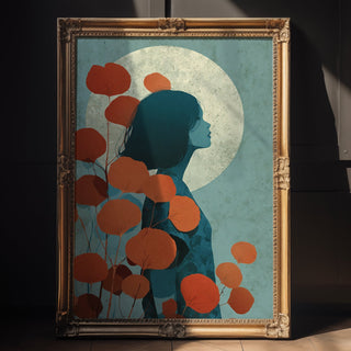 Moonlit Girl Botanical Print - Just Great Posters