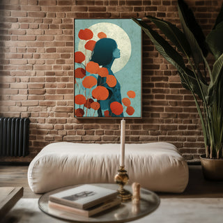 Moonlit Girl Botanical Print - Just Great Posters