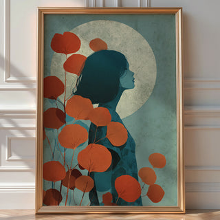 Moonlit Girl Botanical Print - Just Great Posters