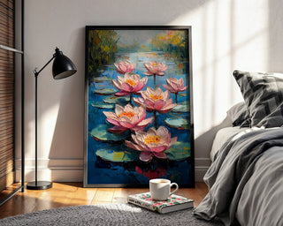 Blush Lotus Bloom – Water Lily Art Print - Just Great Posters