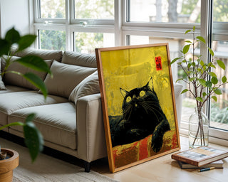 Black Cat Wall Art – Bold Modern Feline Print - Just Great Posters