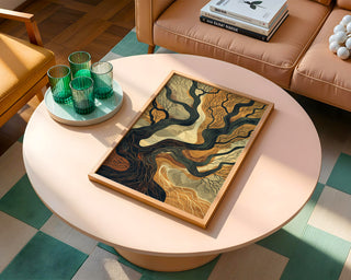 “Rooted Currents” – Abstract Earth Map Tree Art Print - Just Great Posters