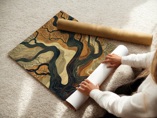 “Rooted Currents” – Abstract Earth Map Tree Art Print - Just Great Posters