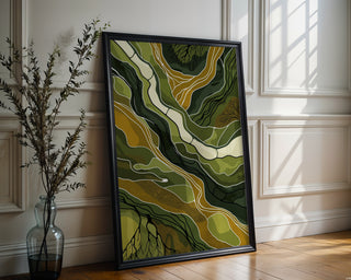 “Topographic Flow” – Abstract Earth Tone Landscape Print - Just Great Posters