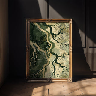 “Fractured Canopy” – Abstract Forest Root System Print - Just Great Posters