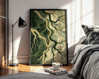 “Fractured Canopy” – Abstract Forest Root System Print - Just Great Posters