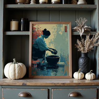 Japanese Tea Ritual Poster – Minimal Autumn Mood - Just Great Posters