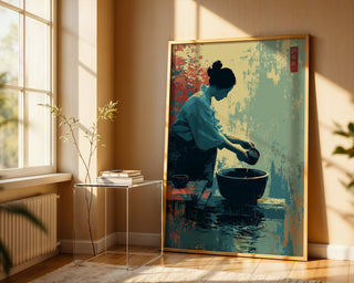 Japanese Tea Ritual Poster – Minimal Autumn Mood - Just Great Posters