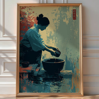 Japanese Tea Ritual Poster – Minimal Autumn Mood - Just Great Posters