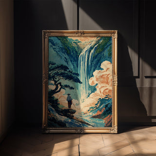 Hokusai - Style Waterfall Poster - Just Great Posters