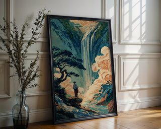 Hokusai - Style Waterfall Poster - Just Great Posters