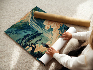 Hokusai - Style Waterfall Poster - Just Great Posters