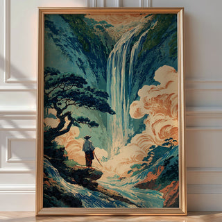 Hokusai - Style Waterfall Poster - Just Great Posters