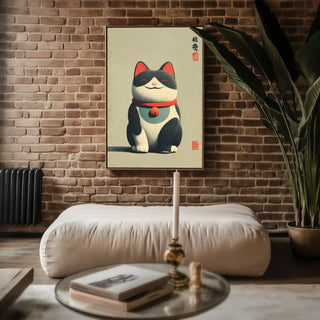 Lucky Cat Minimalist Print – Modern Maneki‑Neko Charm - Just Great Posters