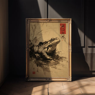Temple Toad – Japanese Ink Frog Art Print - Just Great Posters