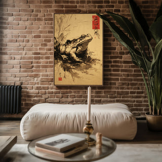 Temple Toad – Japanese Ink Frog Art Print - Just Great Posters